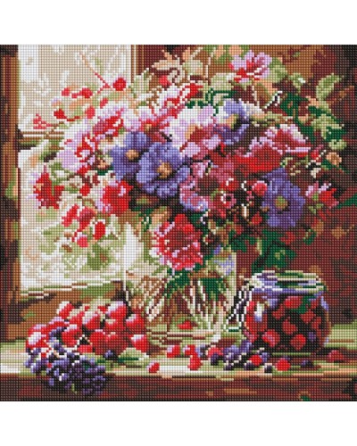 Набір з алмазною мозаїкою «Букет і фрукти» 40х40 см, ТМ Ідейка