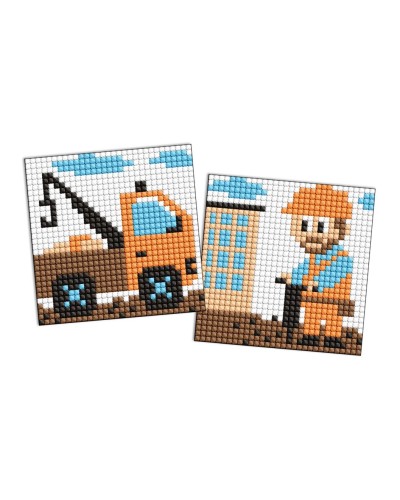 Набір з алмазною мозаїкою на клейкій основі «Професії. Будівельник» з 2 сюжетів 9х9 см, ТМ Ідейка