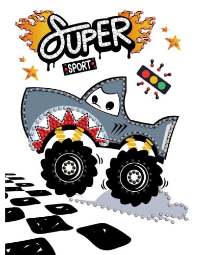 Набір з алмазною мозаїкою з частковою викладкою «Машина-акула» 15х20 см, ТМ Ідейка