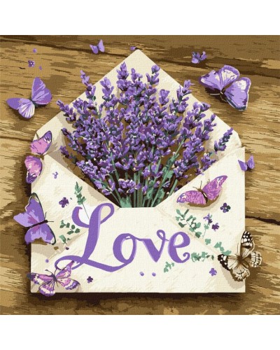 Картина за номерами «Лаванда в конверті» 40х40 см, ТМ Ідейка
