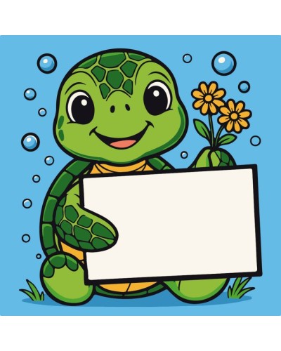 Картина за номерами «Черепаха з листівкою» 20х20 см, ТМ Strateg