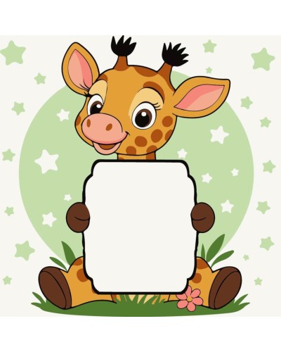 Картина за номерами «Жираф з листівкою» 20х20 см, ТМ Strateg