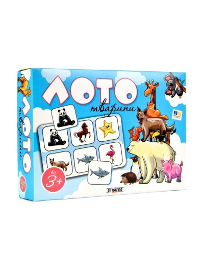 Гра настільна «Лото. Тварини» на 9 карток та 54 фішки, у коробці 18х4х13 см, ТМ Strateg
