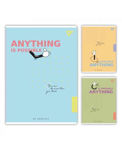Канцелярська книга «Be yourself» на 96 аркушів у клітинку з ламінованою обкладинкою, в асортименті, ТМ Yes