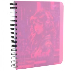 Зошит з роздільниками «Cyber girl» А5 на 144 аркуші у клітинку з пластиковою обкладинкою на спіралі збоку, ТМ Yes