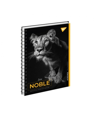 Блокнот «Noble» А5 на 80 аркушів у клітинку з ламінованою обкладинкою на спіралі збоку, в асортименті, ТМ Yes