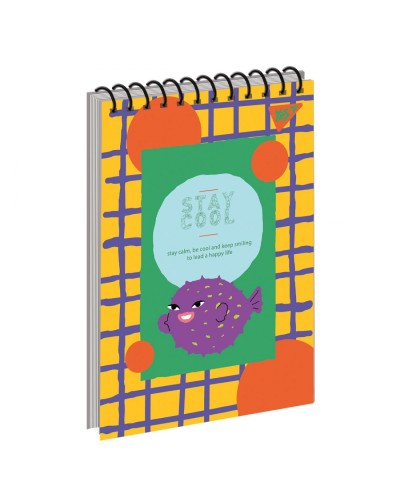 Блокнот «Stay yourself» А6 на 80 аркушів у клітинку з ламінованою обкладинкою на спіралі зверху, в асортименті, ТМ Yes