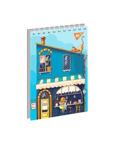 Блокнот «Happy place» А6 на 80 аркушів у клітинку з ламінованою обкладинкою на спіралі зверху, в асортименті, ТМ Yes