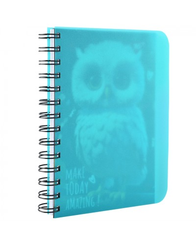 Блокнот з роздільниками «Owl» В6 на 144 аркуші у клітинку з пластиковою обкладинкою на спіралі збоку, ТМ Yes