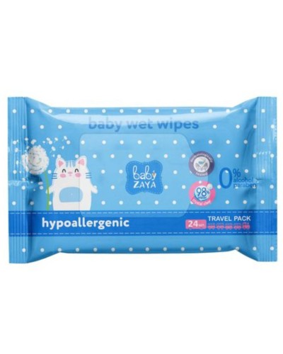Вологі серветки «Гіпоалергенні» 24 шт, Baby Zaya