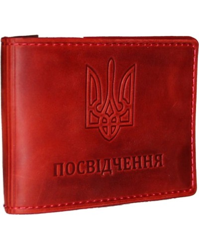 Обкладинка на посвідчення 10,5х8 см зі шкіри, червона