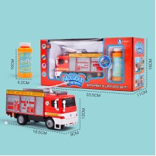 Пожежна машина 18,5х9х12 см зі світлом, на батарейц та мильні бульбашки, у коробці 33,5х11х16 см