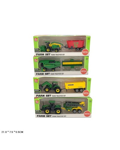 Сільгосптехніка з причепом металева, в асортименті, у коробці 21х7,5х5,5 см