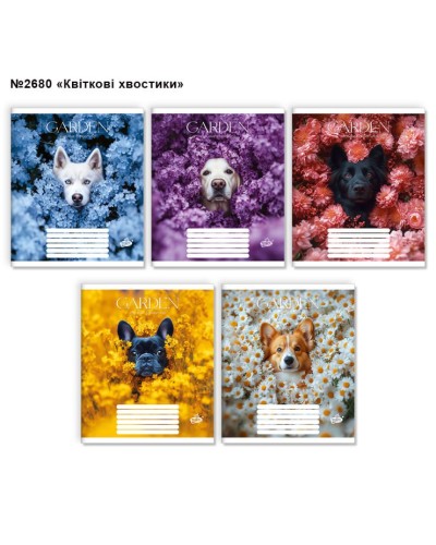 Зошит на 36 аркушів у клітинку «Квіткові хвостики» №2680, ТМ Brisk