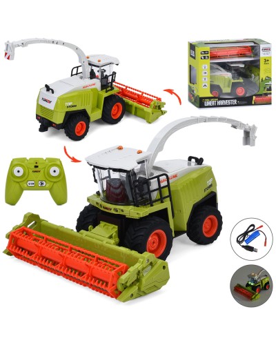 Комбайн 24 см 1:24 р/к 2,4G на акумуляторі зі звуком, світлом, гумовими колесами та USB, у коробці 28х24х14 см