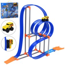 Трек 70х32х62 см на 56 деталей та машинка 7,5 см інерційна з обертанням на 360, у коробці 41х36х7 см