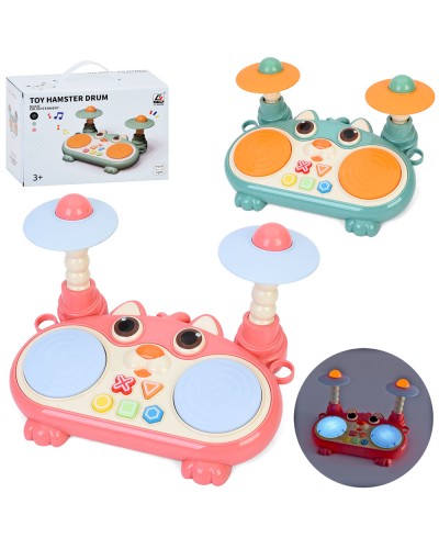 Барабан 29х19х18 см музичний зі світлом та звуками тварин, на батарейках, в асортименті, у коробці 29,5х20,5х14 см