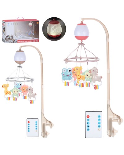 Мобіль на ліжечко 45х27х75,5 см р/к музичний зі світлом, звукоми природи та таймером, на 5 підвісок, в асортименті, у коробці 45,5х27,5х13 см