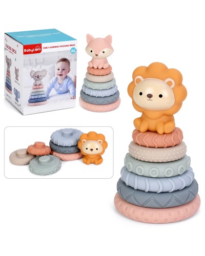 Пірамідка 17 на 6 кілець, м'яка, в асортименті, у коробці 10,5х12,5х10,5 см