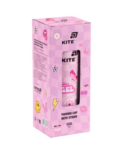 Термокружка «Angel» 500 мл з трубочкою, ТМ Kite