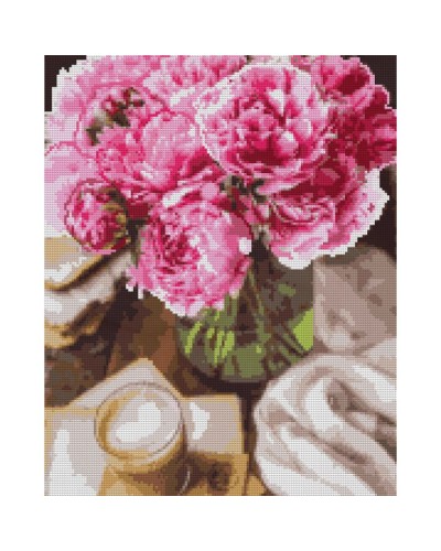 Набір з алмазною мозаїкою «Півонії та ранок» 40х50 см, ТМ SANTI