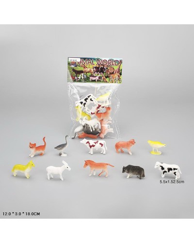 Набір домашніх тварин з 10 фігурок, у пакеті 12х3х18 см
