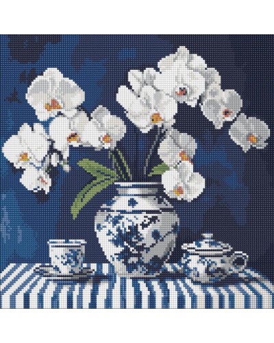 Набір з алмазною мозаїкою «Орхідея в порцеляні» 40х40 см, ТМ Ідейка