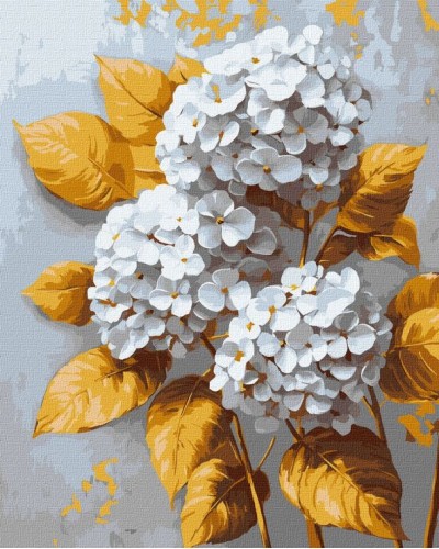 Картина за номерами «Золота гортензія» 40х50 см з фарбами металік extra, ТМ Ідейка