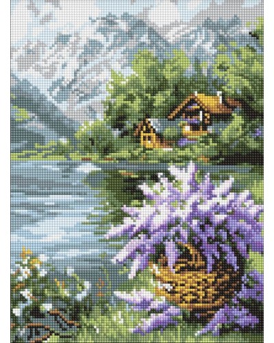 Набір з алмазною мозаїкою «Бузковий кошик» 30х40 см, ТМ Ідейка