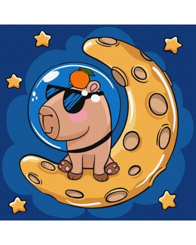 Картина за номерами «Капібара на місяці» 30х30 см, ТМ Ідейка