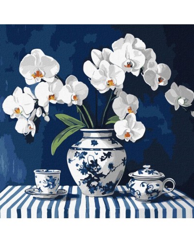 Картина за номерами «Орхідея у порцеляні» 40х40 см, ТМ Ідейка