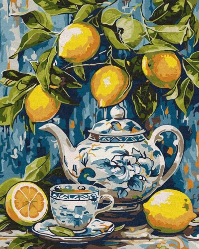 Картина за номерами «Лимони та кераміка» 40х50 см, ТМ Ідейка