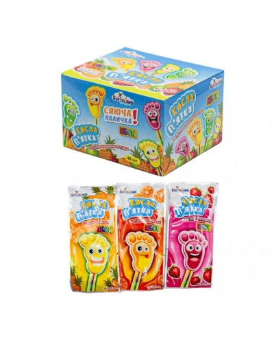 Льодяник «Кисла п`ятка» фруктовий на паличці зі стріляючою пудрою, 10 г