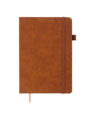 Блокнот «SMARTI» А5 на 96 аркушів у клітинку з обкладинкою зі шкірзаму, коричневий, ТМ Buromax