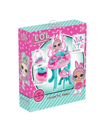 Косметичний столик «L.O.L. Surprise! Таємничий та крутий» 30х47х74,5 см зі стільчиком 22х24 см та аксесуарами, у коробці 57х48,5х15,5 см