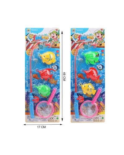 Риболовля: вудка та 3 рибки, в асортименті, на планшетці 48х17 см