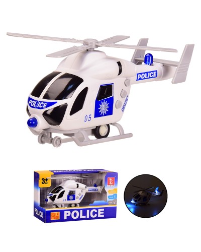 Вертоліт 22,5 см зі світлом та звуком, на батарейці, у коробці 23х10х14 см