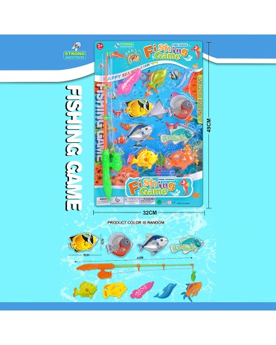 Риболовля: вудка та 8 риб, на планшетці 49х32 см