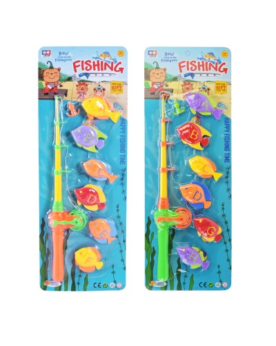 Риболовля: вудка, рибки та сачок, в асортименті, на планшетці 19х5х53 см