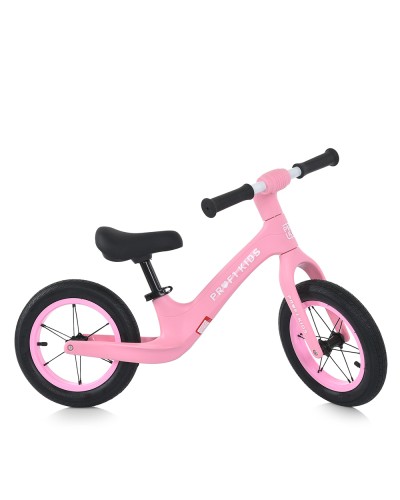 Велобіг «PROFI KIDS» з гумовими колесами 12 дюймів та металевою рамою, рожевий