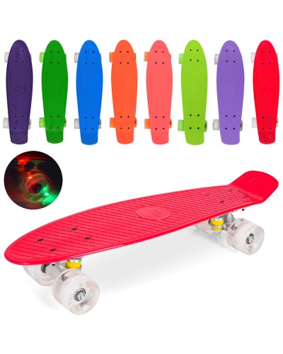 Пенні-борд 56х14 см з алюмінієвою підвіскою, колеса ПУ світяться, підшипники ABEC-7, в асортименті