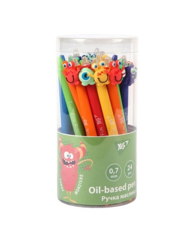 Ручка «Веселі монстри» масляна автоматична, 0,7 мм, синя, в асортименті, ТМ YES
