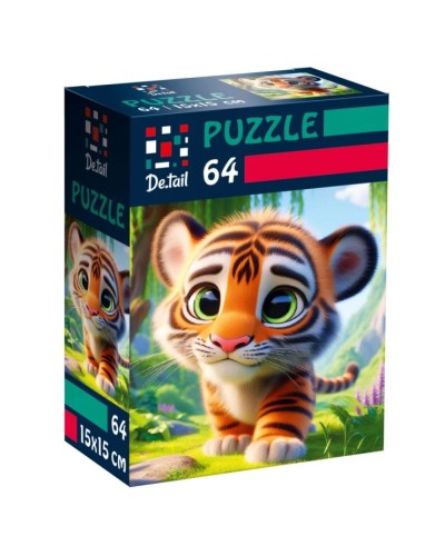 Пазли «De.tail. Миле тигреня» на 64 елементи, у коробці 7х3,5х10 см, ТМ Vladi Toys