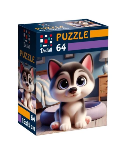 Пазли «De.tail. Маленький хаскі» на 64 елементи, у коробці 7х3,5х10 см, ТМ Vladi Toys