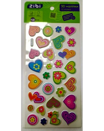 Наліпки «Сердечка 3D» 18х9,5 см, KIDS Line