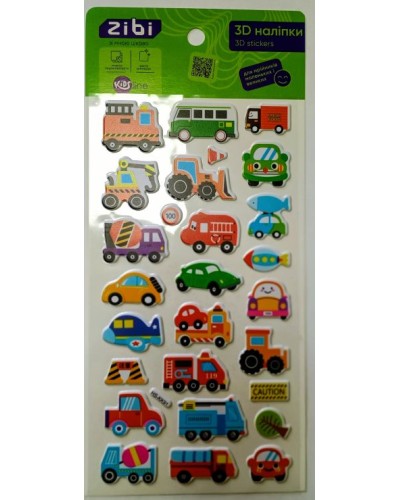 Наліпки «Робочі автівочки 3D» 18х9,5 см, KIDS Line