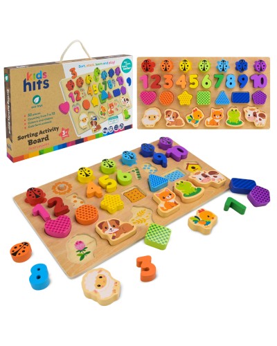 Навчальна дошка дерев`яна з вкладишами, у коробці 42х3,5х24 см, KidsHits