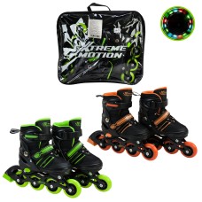 Ролики розміром 34-37 на металевій рамі з колесами PU зі світлом, в асортименті, у сумці 40х8х33 см