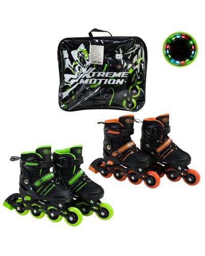 Ролики розміром 34-37 на металевій рамі з колесами PU зі світлом, в асортименті, у сумці 40х8х33 см