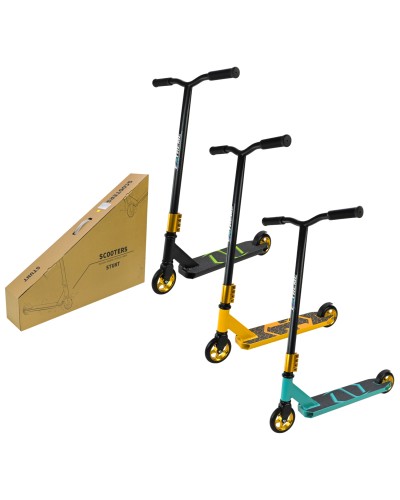 Самокат трюковий з колеса PU 110 мм та алюмінієвим диском, в асортименті, у коробці 63х11х54 см